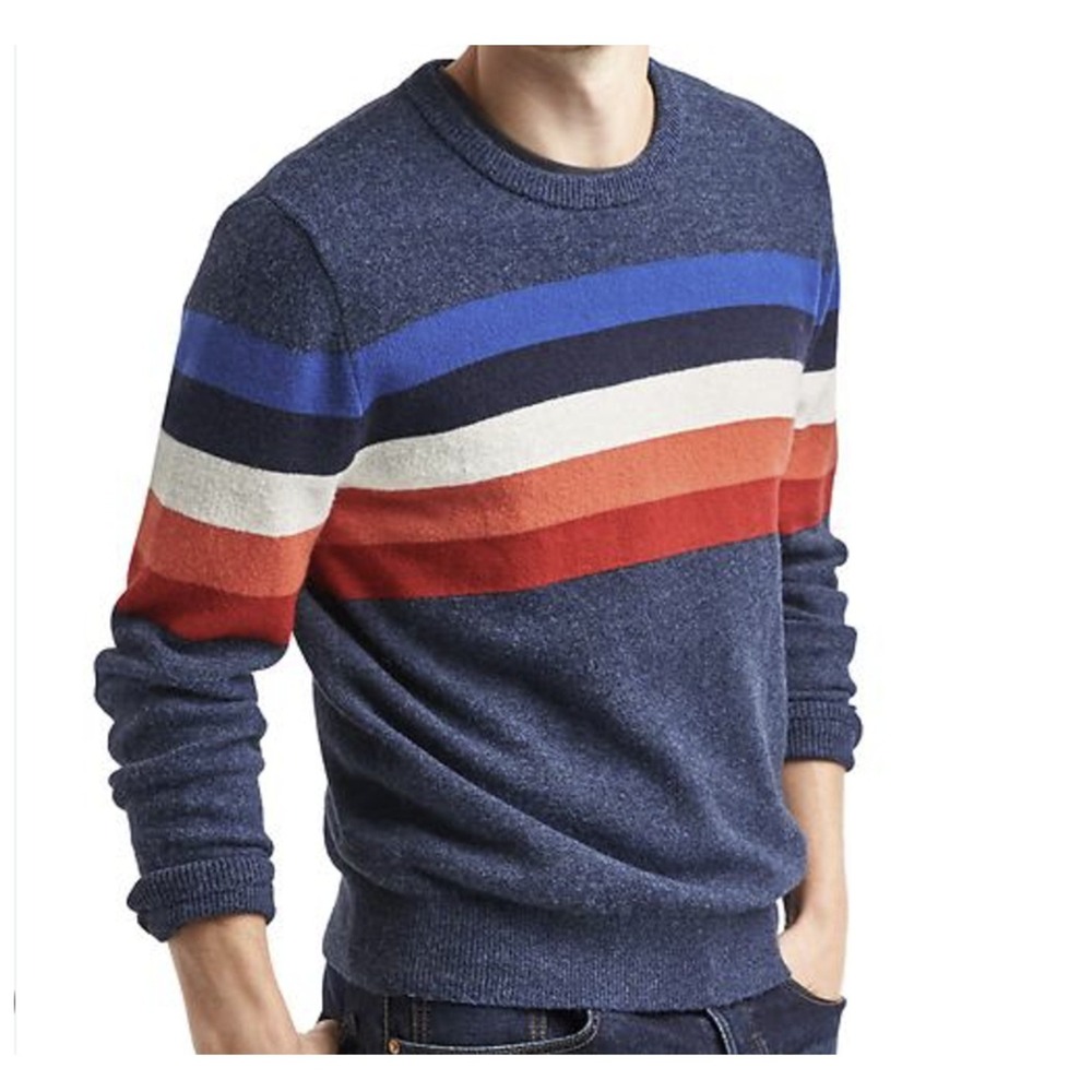 The GAP Gap Crazy Stripe Merino Crew Sweater Retro Y2K Nautical Preppy sz L
